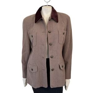 VTG LAURA ASHLEY British Officer Jacket Equestrian Blazer Velvet Collar SZ 10